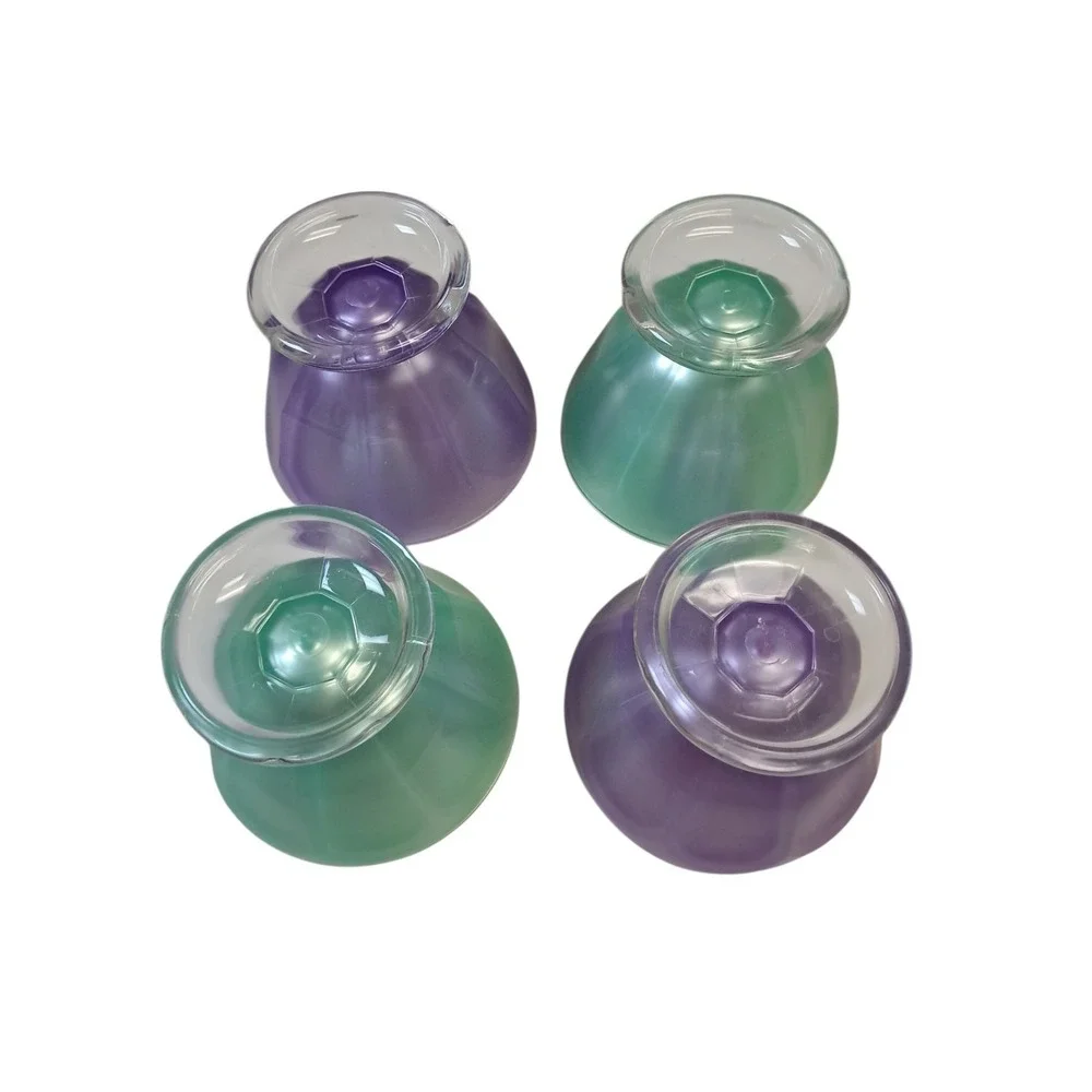 Set of 4 Pier 1 Imports Plastic Geen And Purple‎ Dessert Fruit Bowl Cups